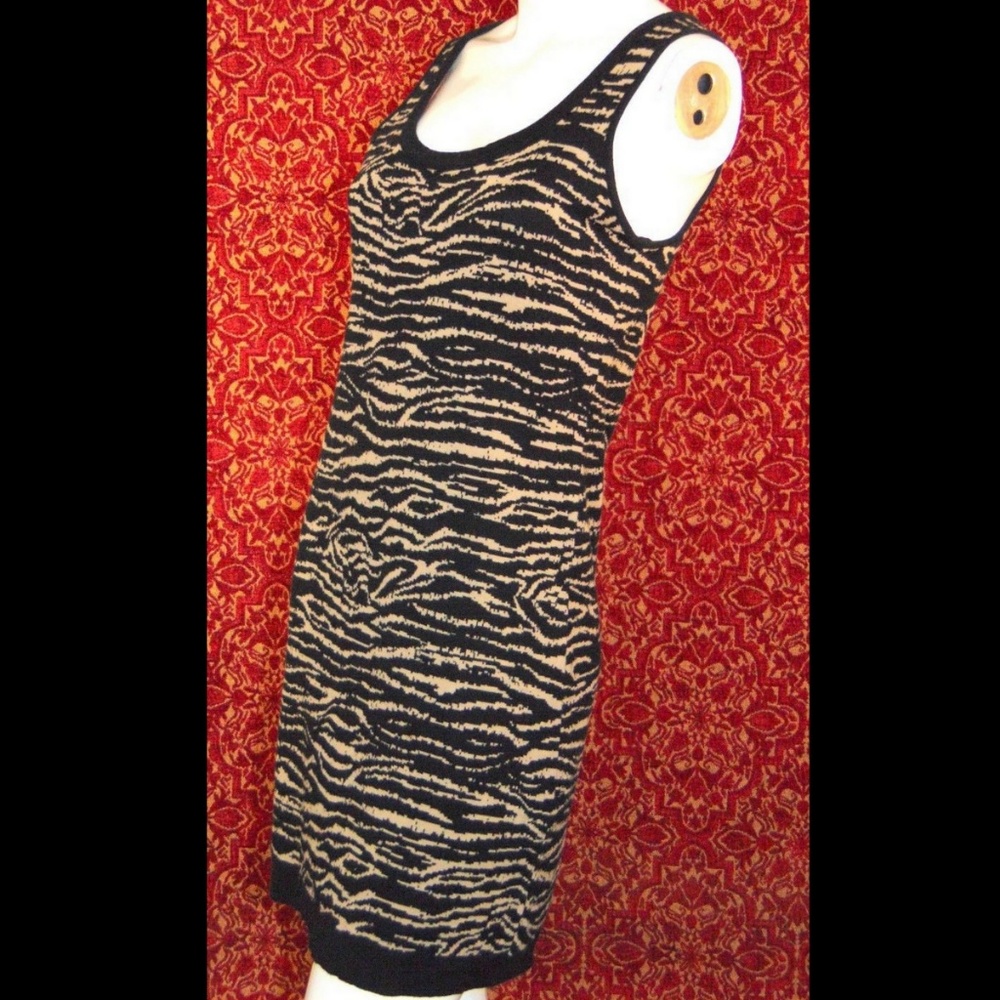 MAC & JAC beige animal knit tank wiggle dress S✨ - Picture 3 of 5